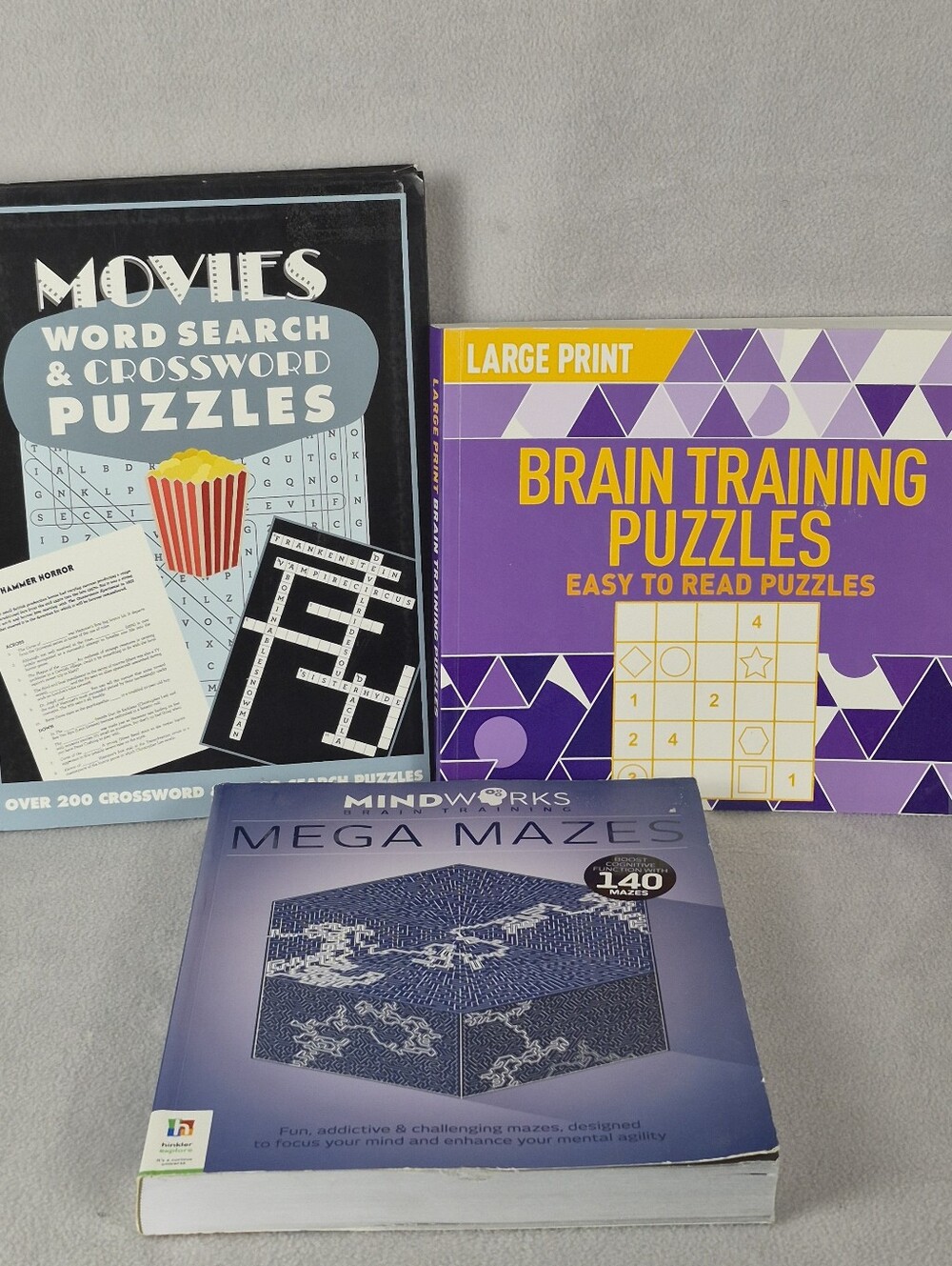 Large Print Puzzle Book and Mega Maze Bundle – Set of 3